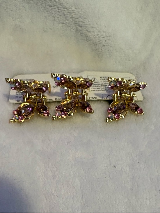Unlisted Accessories - Unlisted Gold-Tone Pink Crystal Butterfly Hair Clips - Trio Set